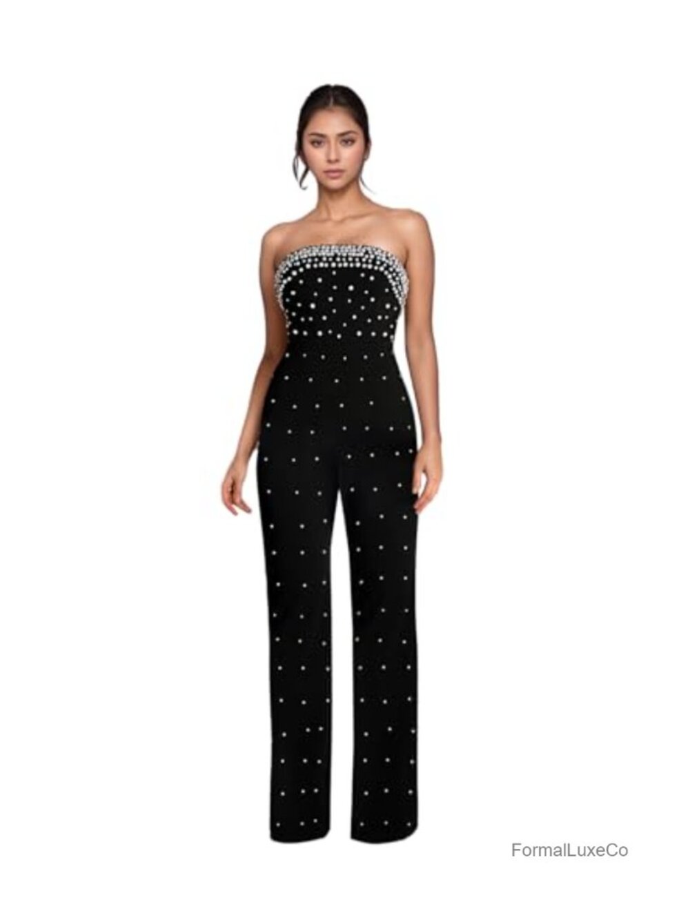 Rhinestone Mesh See Through Bodycon Jumpsuit Sleeveless Party Wear